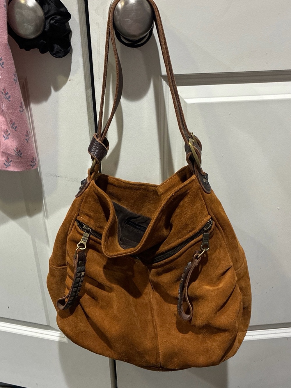 Tylie Malibu Suede Hobo Shoulder Bag in Cognac Brown - Stylish Everyday Tote